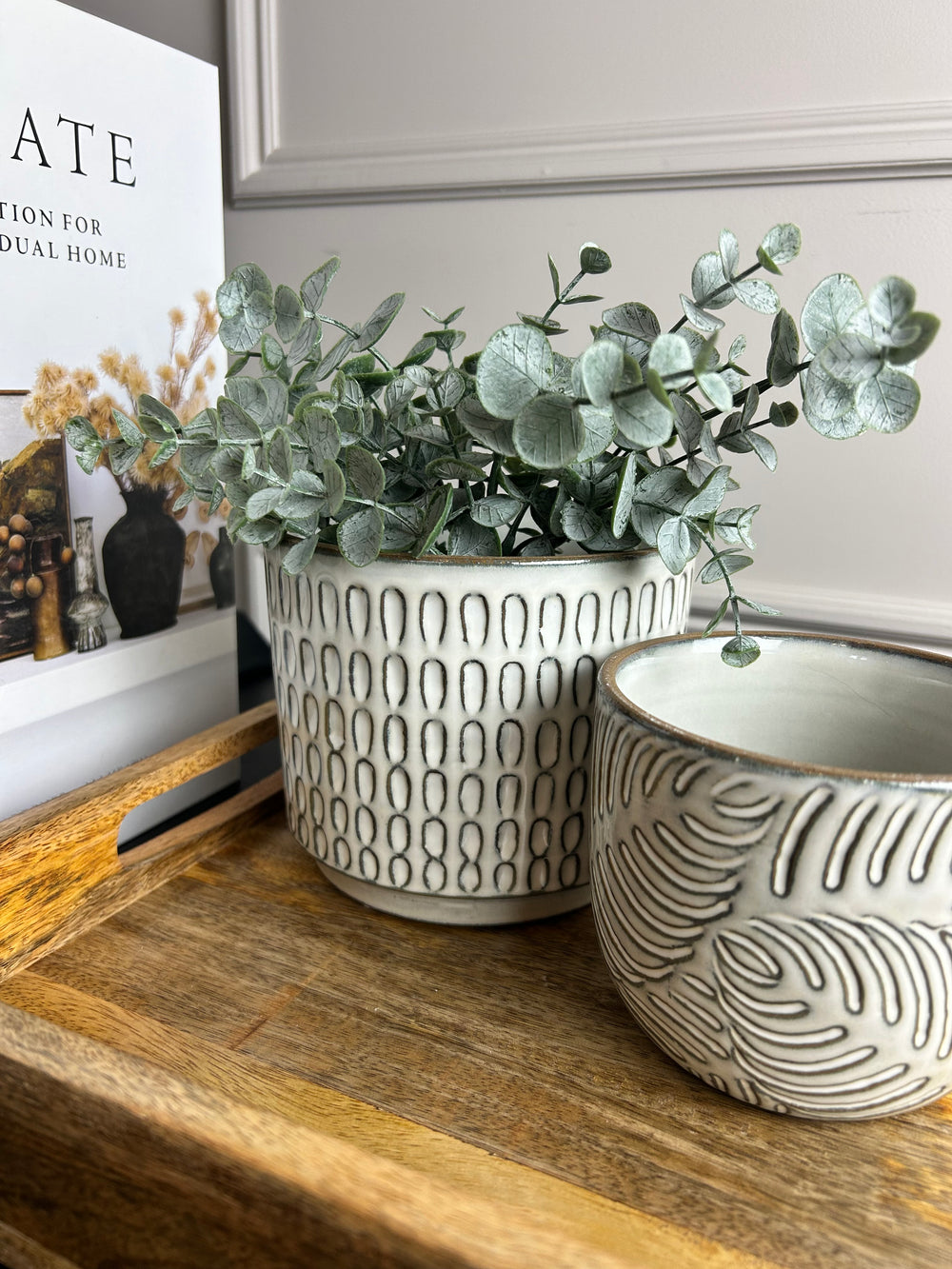 14cm plant pot Textured dash dot print plant pot planter 14cm – Abode
