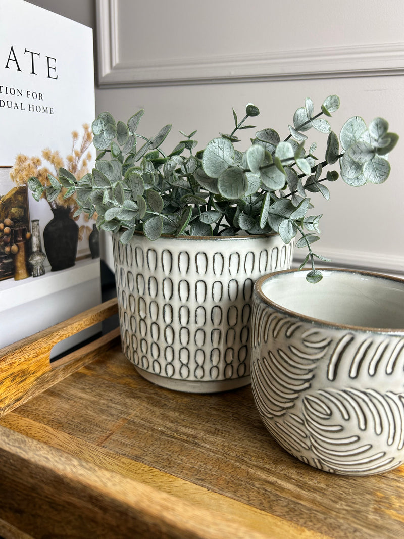 Textured dash dot print plant pot planter 14cm