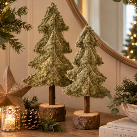 Green Boucle Textured rustic Fabric Christmas Tree 20cm