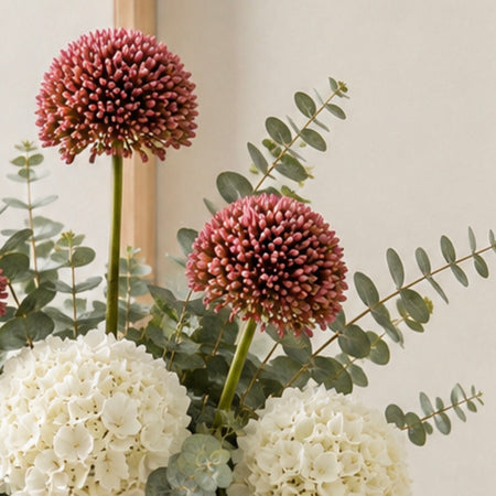 Pink chunky Allium round head stem 63cm