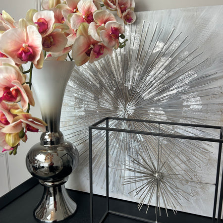 Tall ombré white silver vase 60cm