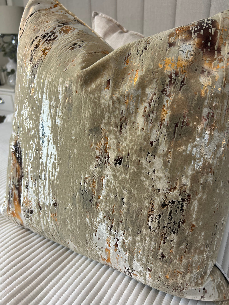 Torcello Natural Taupe beige Bronze Gold Feather Cushion 45cm & 56cm