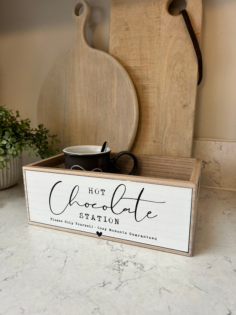 Hot chocolate station box crate