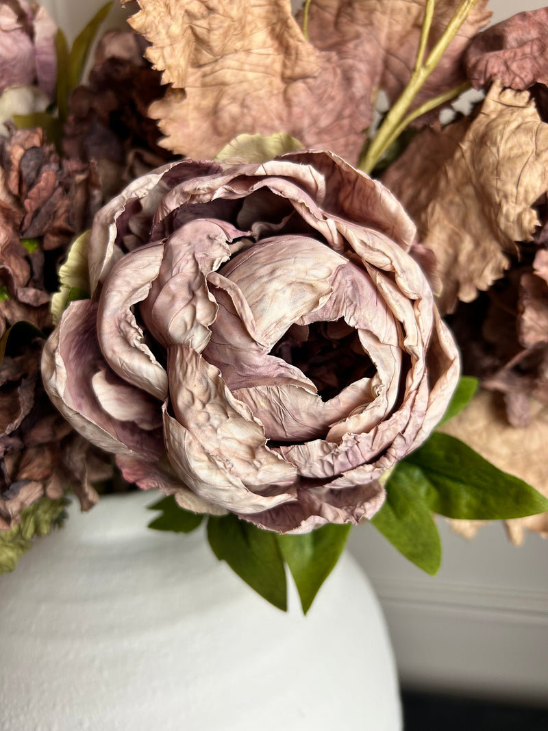 Dried real feel mauve peony 48cm