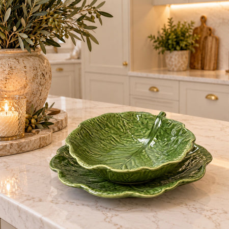 Cabbage leaf bowl dish
