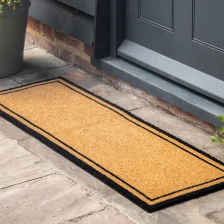 Elegant black boarder coir long rug runner mat 140x40cm