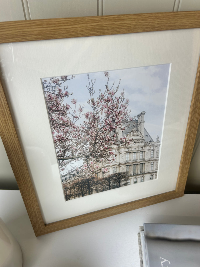 Romantic Paris framed mounted glazed print cherry blossom