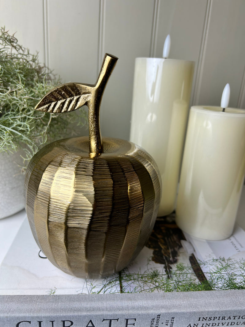 Gold brass metal large apple ornament