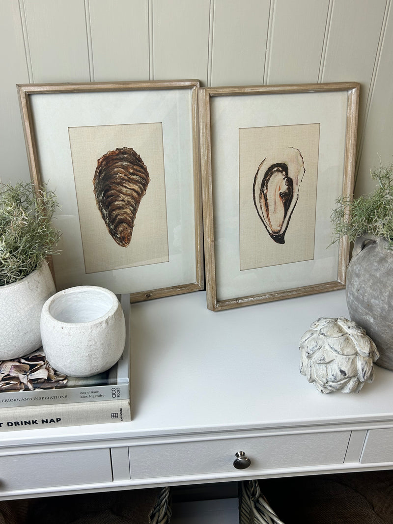 Oyster Shell Light Wood Framed Prints, 2 Styles