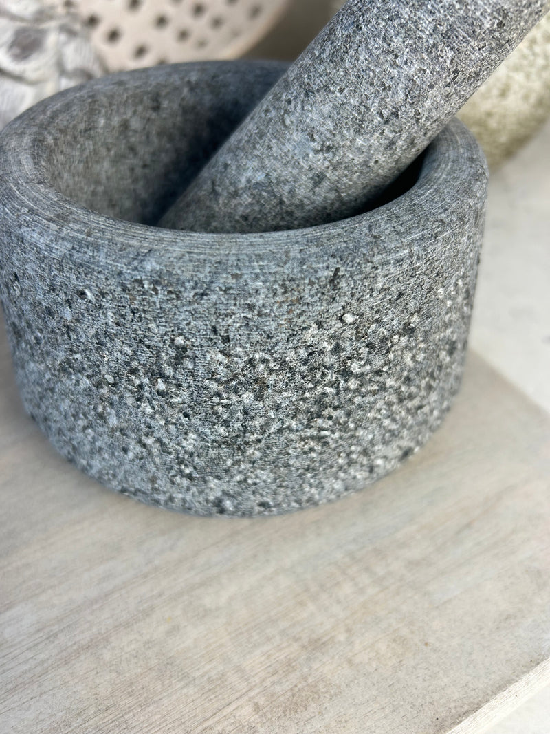 Granite pestle and mortar natural