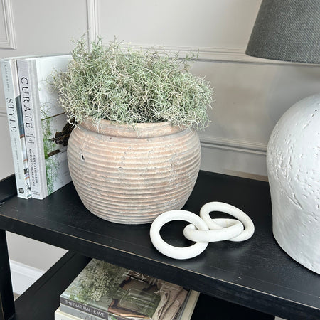 Brown rustic ribbed planter vase