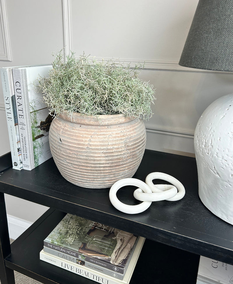 Brown rustic ribbed planter vase