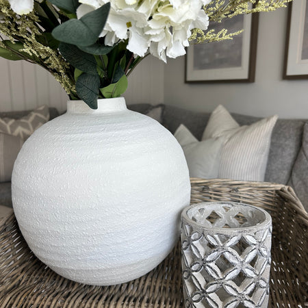 Grey wash geo candle holder