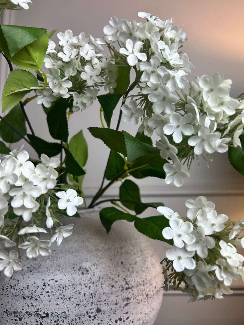 Cream white Charlotte ball viburnum stem spray 67cm