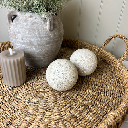 Large seagrass basket tray with handles 60cm