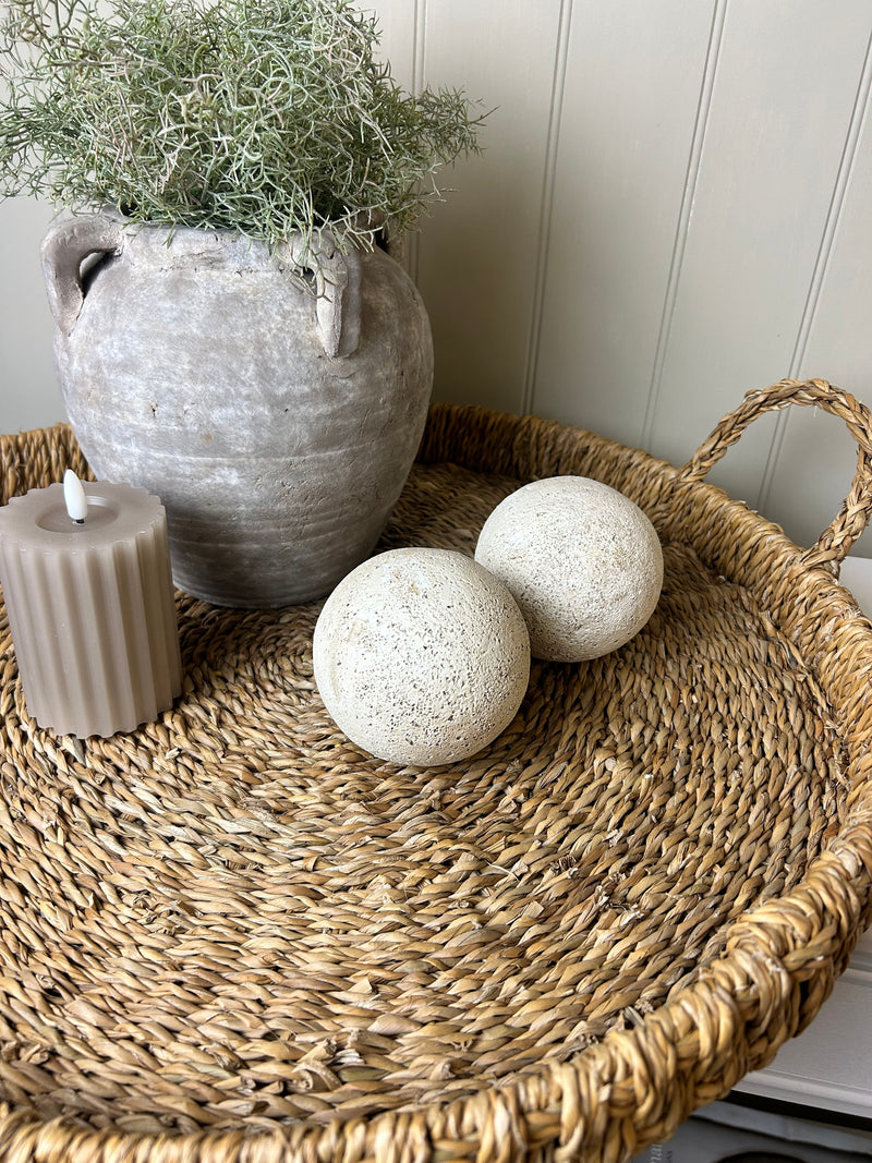 Large seagrass basket tray with handles 60cm