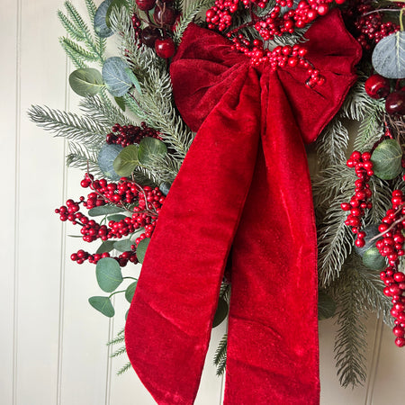 Long large Red velvet soft hanging Bow 55cm