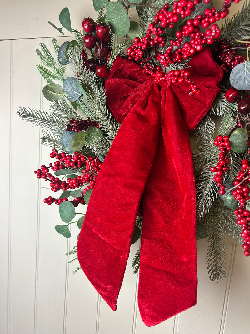 Long large Red velvet soft hanging Bow 55cm