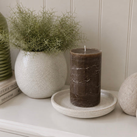 Brown mocha pillar church candle 2 sizes