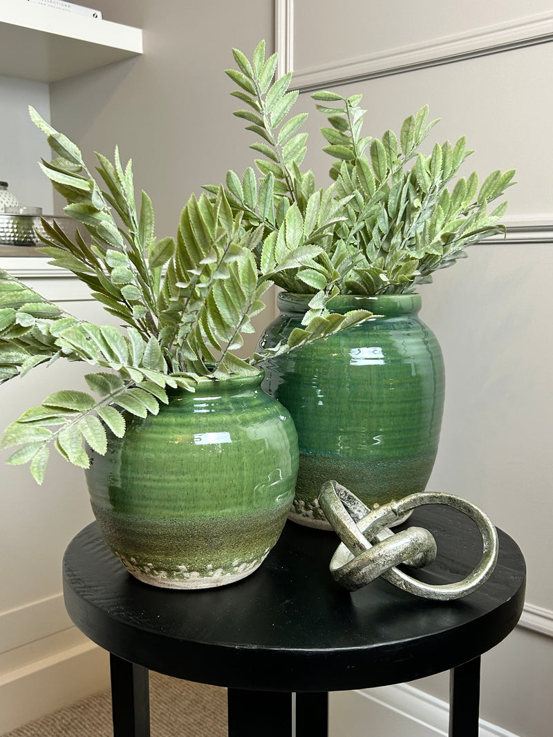 Seville green distressed tall vase