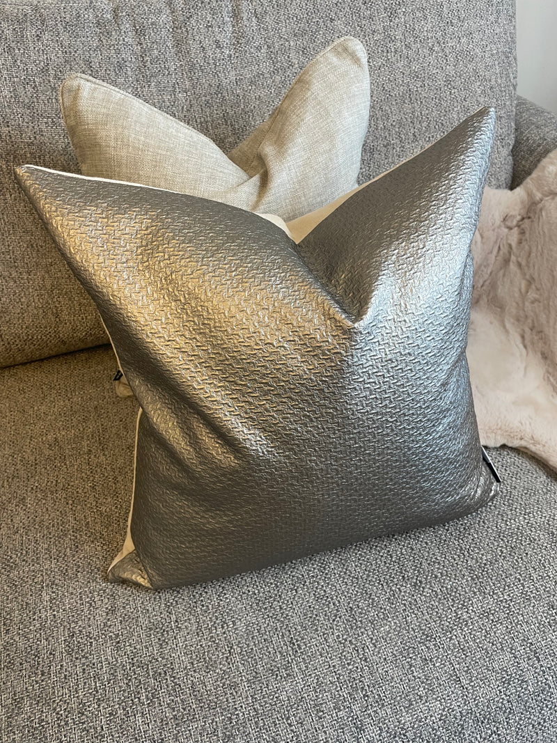 Bronze champagne metallic textured cushion