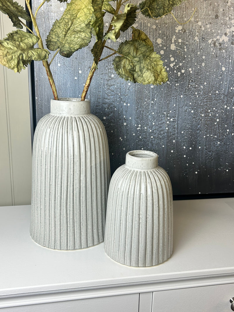 Ribbed bottle neck vase 2 sizes