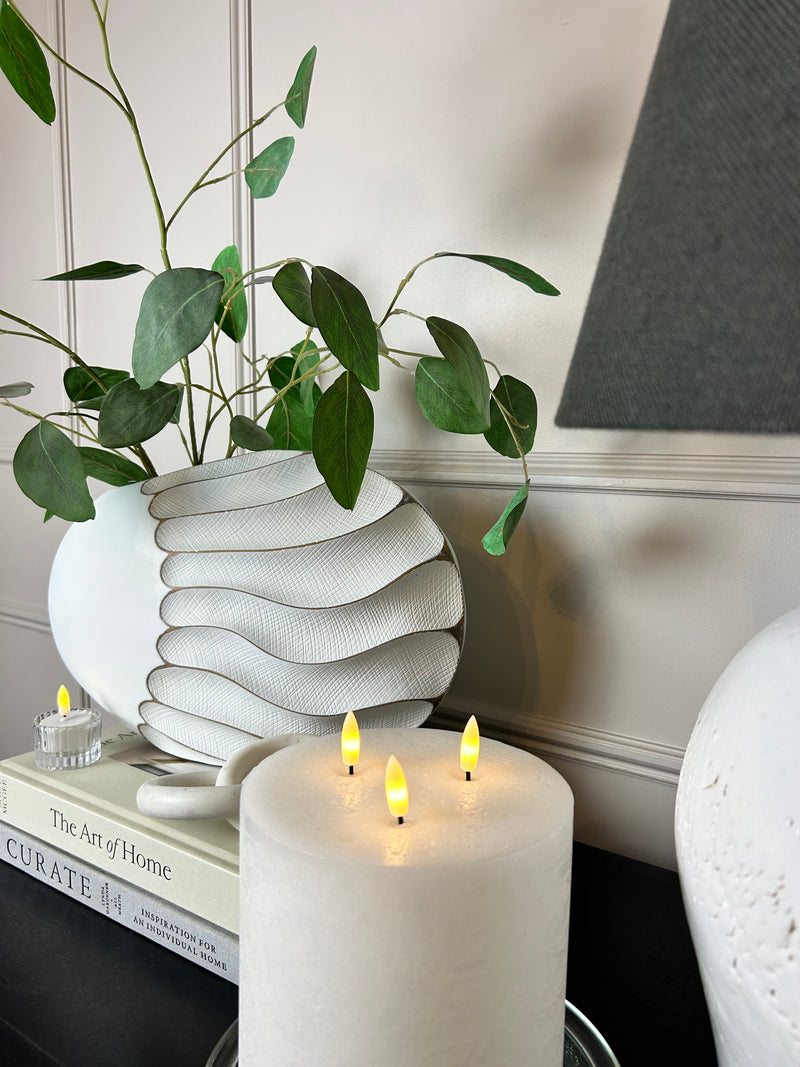 Wave brown and off white textured vase