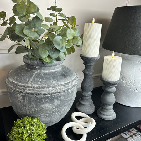 Amalfi washed Black rustic stone vase