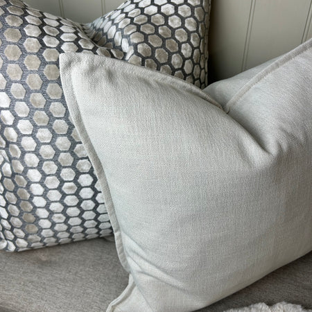 Heavy Linen Natural Mix Feather Filled luxe luxury cushion 45cm