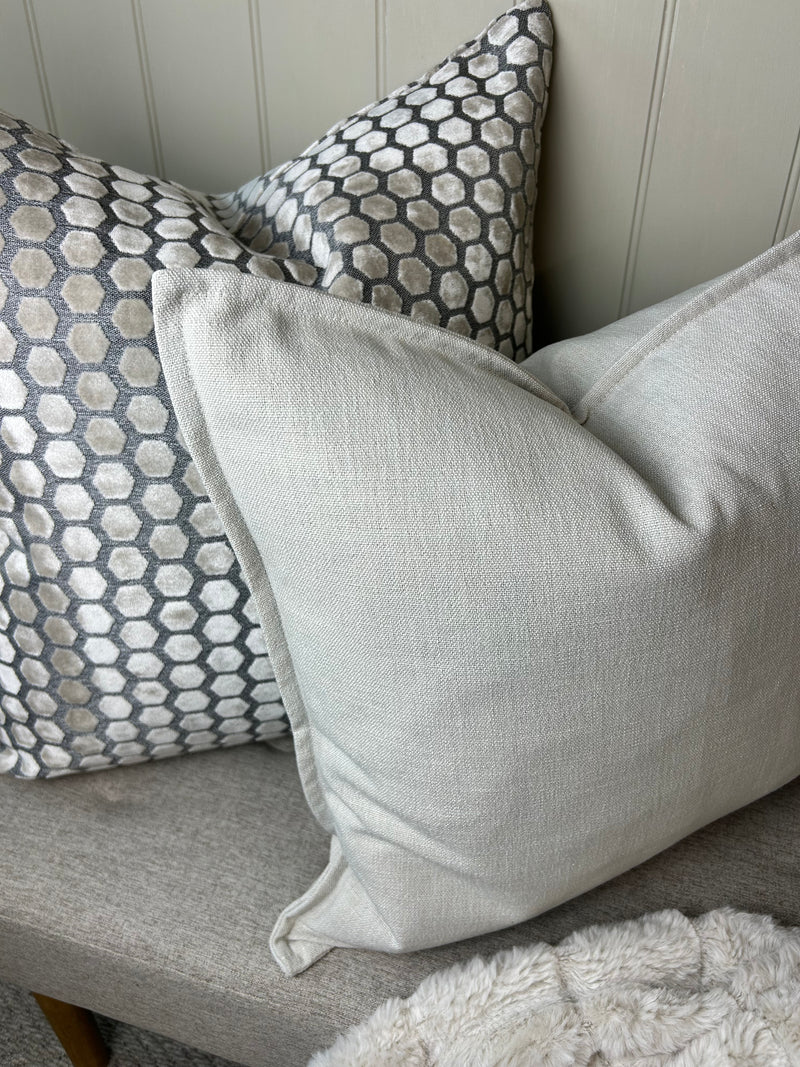 Heavy Linen Natural Mix Feather Filled luxe luxury cushion 45cm