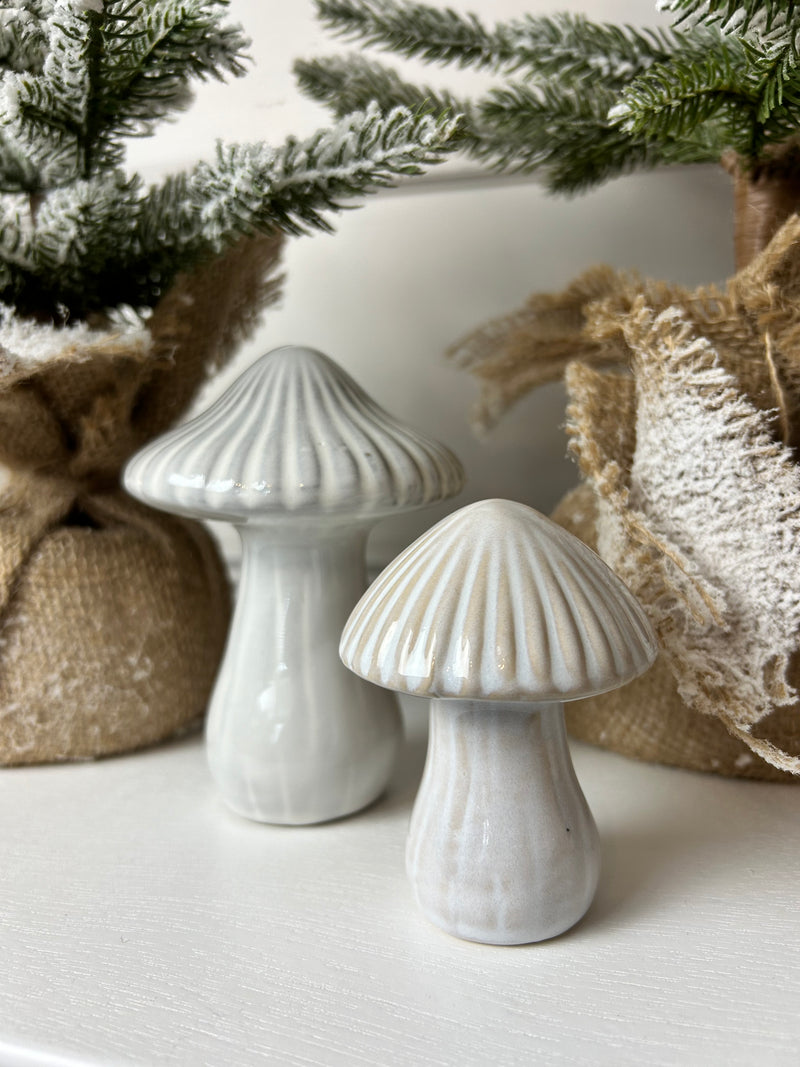 Reactive glaze mushroom ornament 2 sizes
