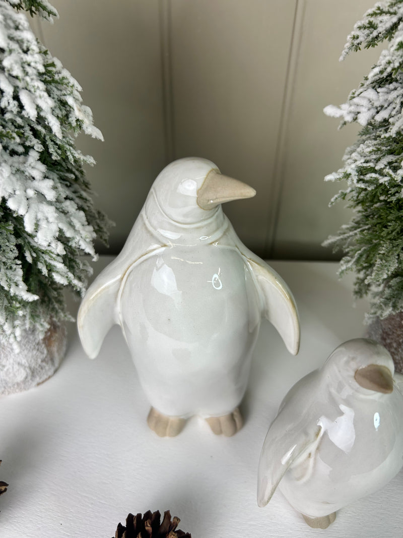 Rustic glaze Ceramic Penguins, 2 Sizes