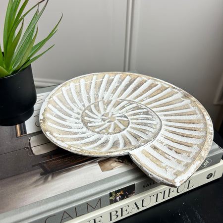 White Washed Wooden Shell Dish