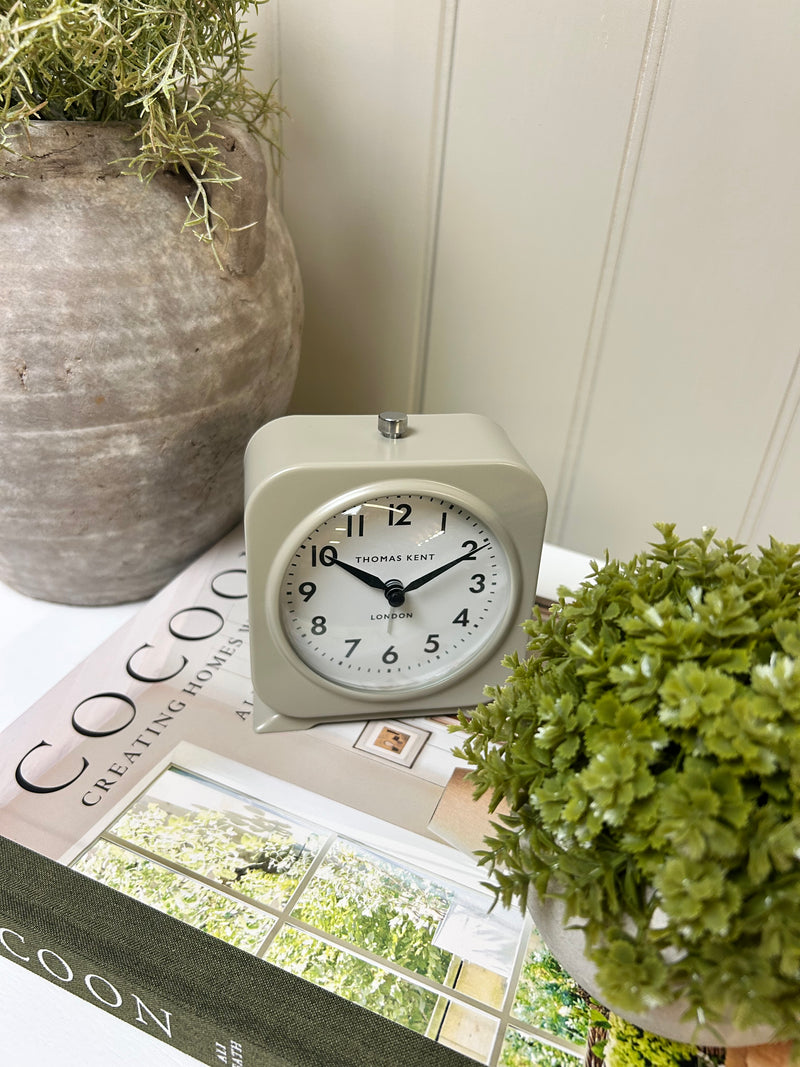 Taupe cream small mantle side table alarm bedside clock