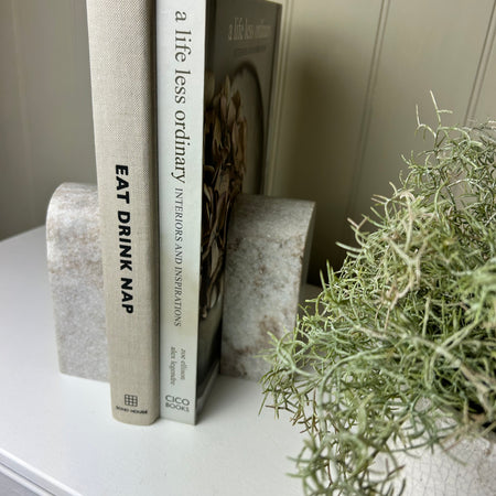 Solid marble brown beige taupe pair of bookends