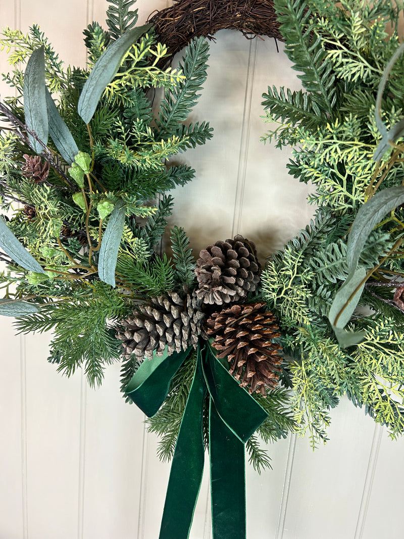 Pine Foliage Bow Wreath 60cm