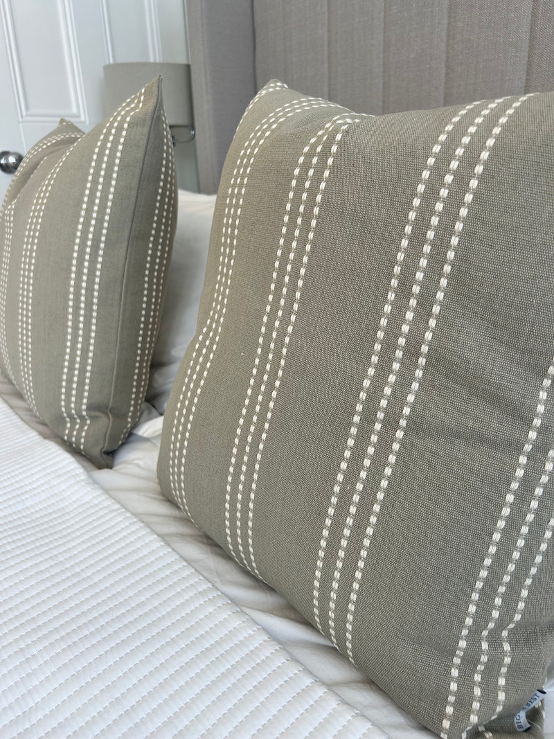 Taupe Stab Stitch Linen 50cm Cushion