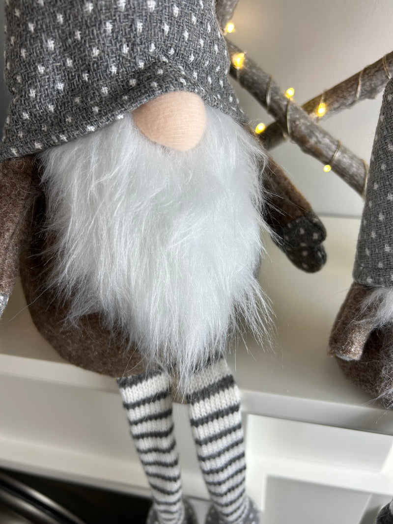 Beige Grey Fabric Sitting Gonk 3 Sizes Available