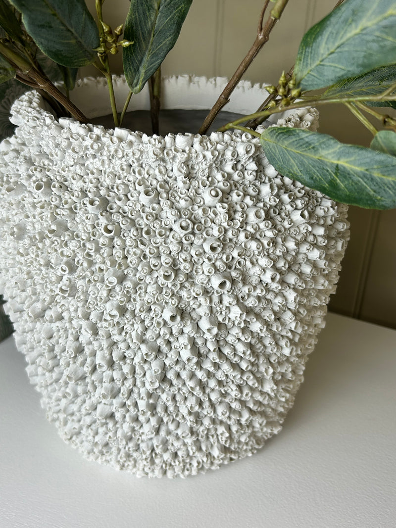 White Barnacle coral Textured chunky Vase 24cm Tall