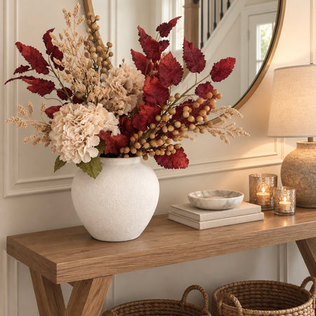 Oyster and rich red arrangement