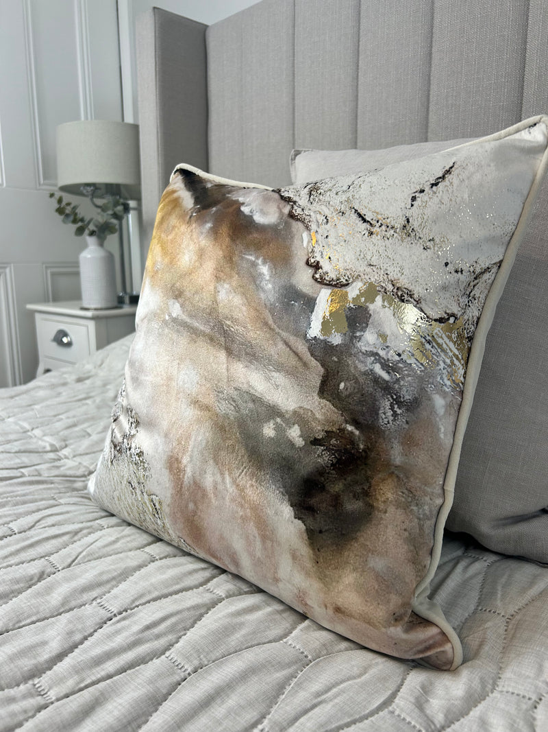Everlast textured gold bronze abstract cushion 45cm