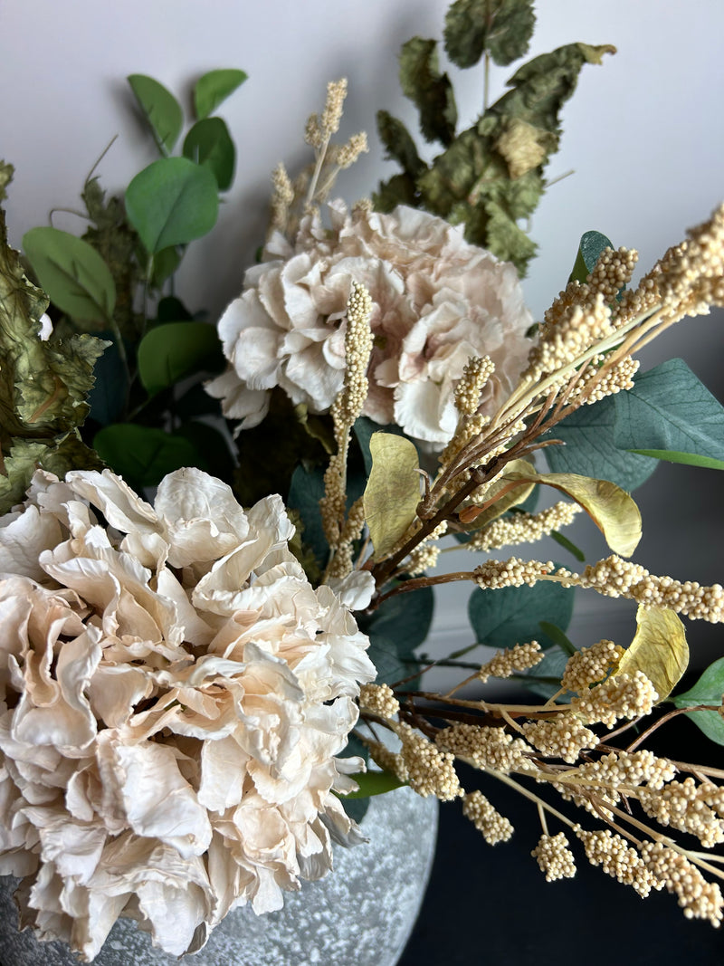 Oyster blush Ruffled Hydrangea Stem