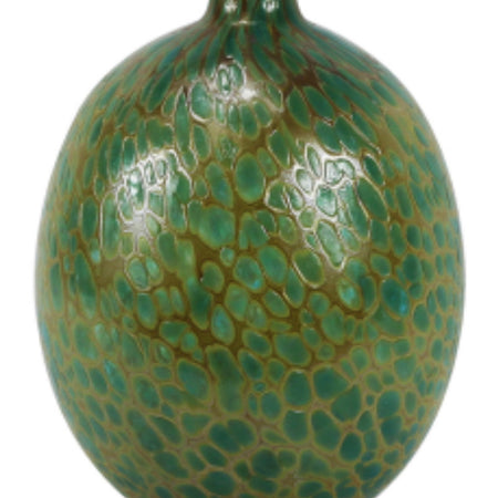 Chunky green brown blown glass vase printed 2 sizes