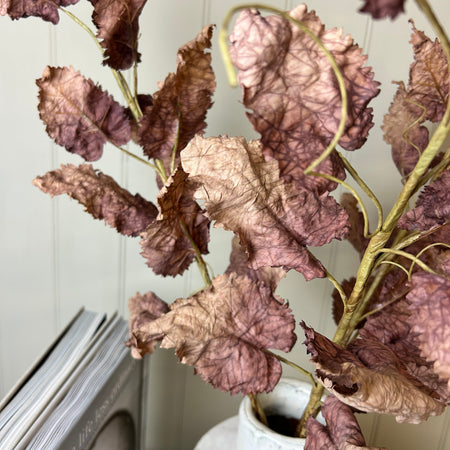 Mocha mauve Ruffle Twisted contorted Dried Touch Fall Branch 77cm