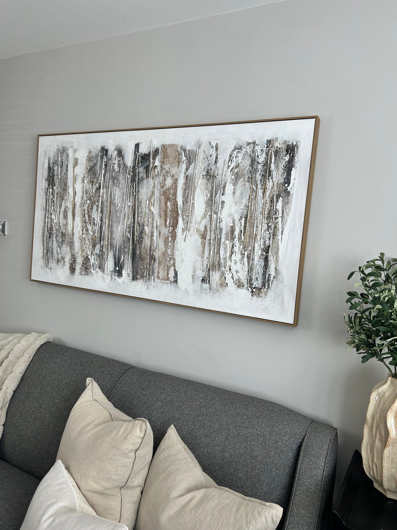 Hand painted finished wood framed canvas wall art 150cm by 80cm