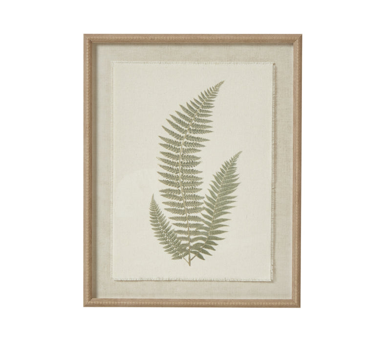 Beaded wood frame fern botanical prints 2 styles