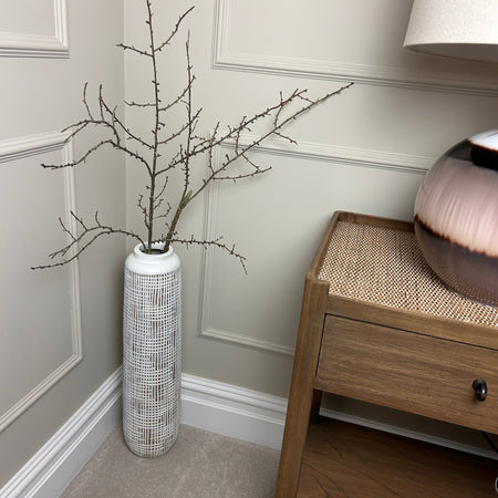 White brown grid textured tall vase 2 sizes