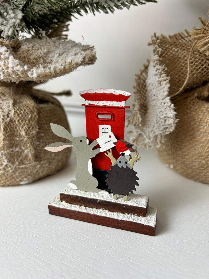 Festive Animals Posting Letters Standing Scene post box