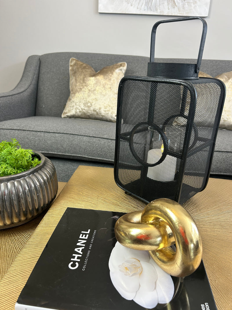 Black Geometric mesh Lantern Candle Holder