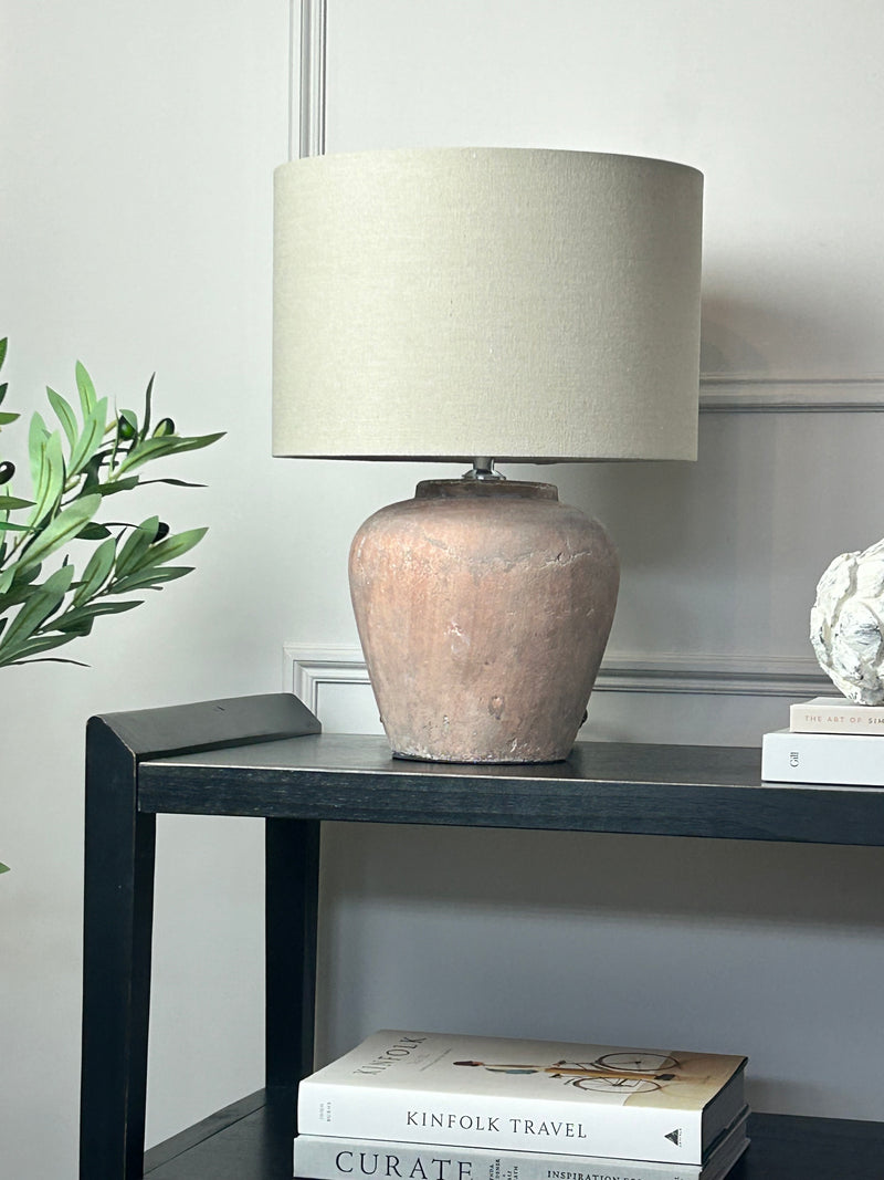 Siena rustic brown table lamp linen shade